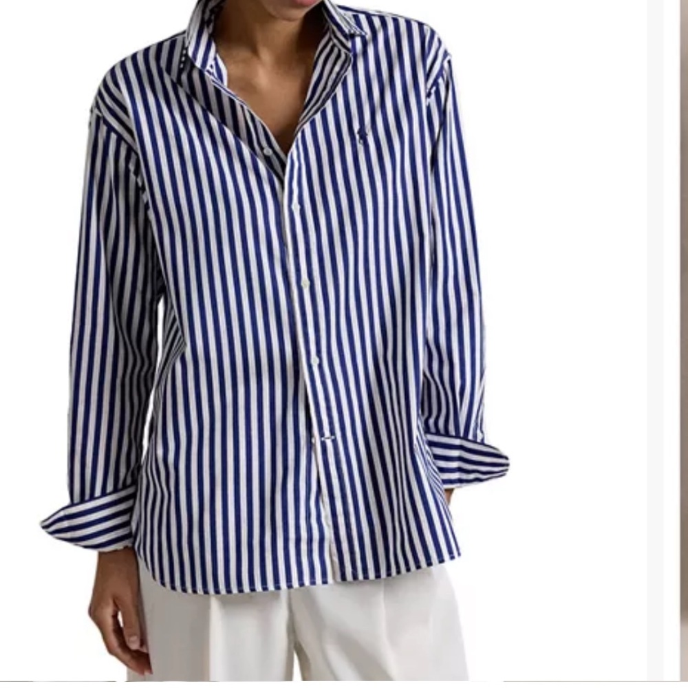 Ralph Lauren purple tag made in Italy 100% Striped Button-Down Shirt